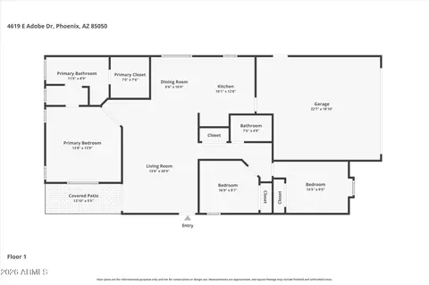 Floorplan - 4619 E Adobe Dr, Phoenix, AZ 85050 photo 1 of 2