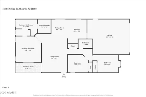 Floorplan - 4619 E Adobe Dr, Phoenix, AZ 85050 photo 2 of 2
