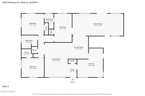 Floorplan - 3322 W Pierson St, Phoenix, AZ 85017 photo 1 of 1