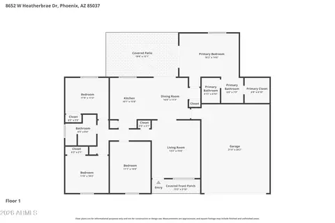 Floorplan - 8652 W Heatherbrae Dr, Phoenix, AZ 85037 photo 1 of 1