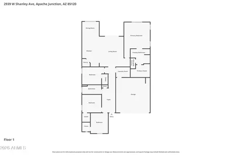 Floorplan - 2939 W Shanley Ave, Apache Junction, AZ 85120 photo 1 of 1