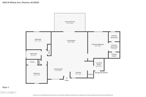 Floorplan - 3943 W Willow Ave, Phoenix, AZ 85029 photo 1 of 1