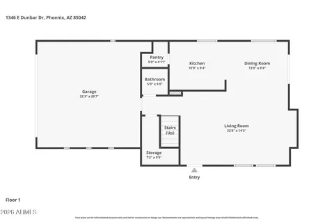 Floorplan - 1346 E Dunbar Dr, Phoenix, AZ 85042 photo 1 of 1