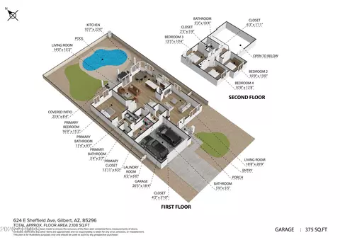 Floorplan - 624 E Sheffield Ave, Gilbert, AZ 85296 photo 1 of 2