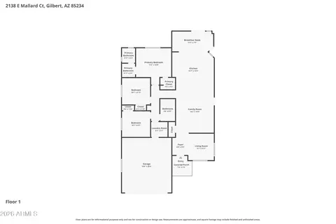 Floorplan - 2138 E Mallard Ct, Gilbert, AZ 85234 photo 1 of 1