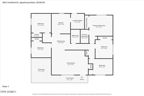 Floorplan - 403 S Cardinal Dr, Apache Junction, AZ 85120 photo 1 of 2