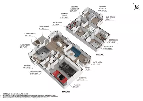 Floorplan - 534 E Kyle Ct, Gilbert, AZ 85296 photo 1 of 4