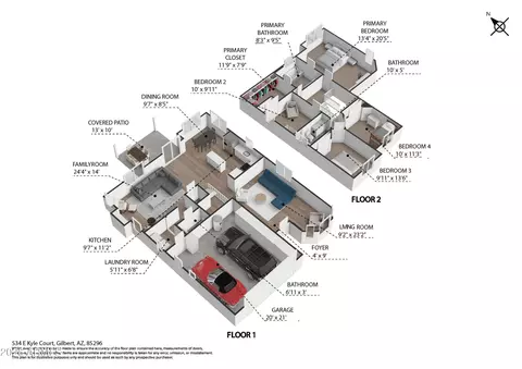 Floorplan - 534 E Kyle Ct, Gilbert, AZ 85296 photo 2 of 4