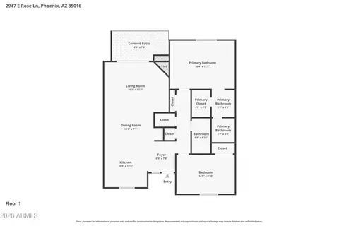 Floorplan - 2947 E Rose Ln, Phoenix, AZ 85016 photo 1 of 1