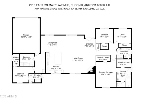 Floorplan - 2219 E Palmaire Ave, Phoenix, AZ 85020 photo 1 of 2