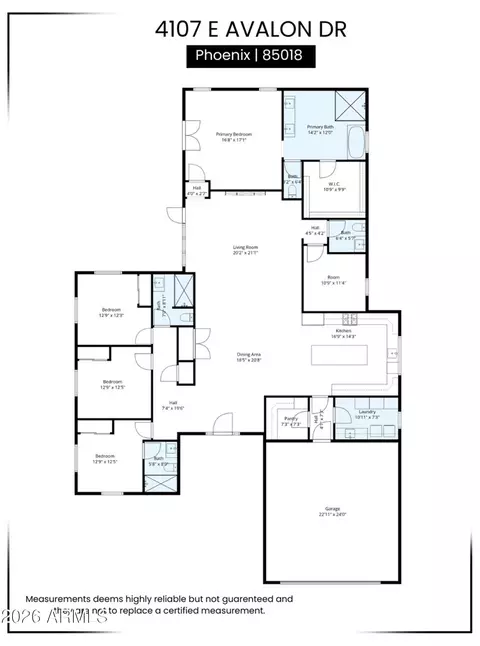 Floorplan - 4107 E Avalon Dr, Phoenix, AZ 85018 photo 1 of 1