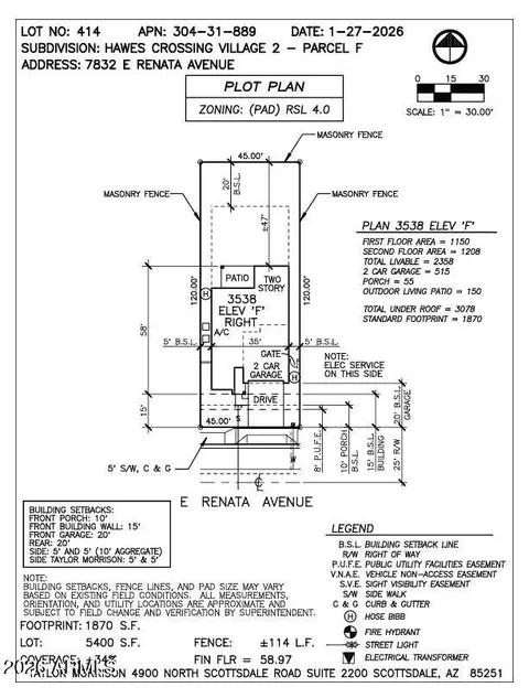 Floorplan - 7832 E Renata Ave, Mesa, AZ 85212 photo 3 of 3