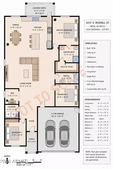 Floorplan - 3231 E Russell St, Mesa, AZ 85213 photo 1 of 2