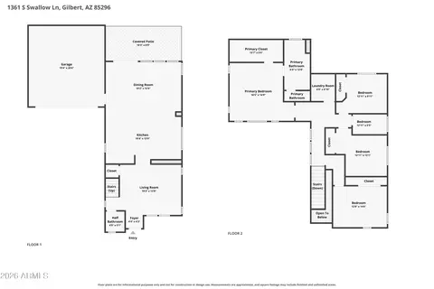 Floorplan - 1361 S Swallow Ln, Gilbert, AZ 85296 photo 1 of 3