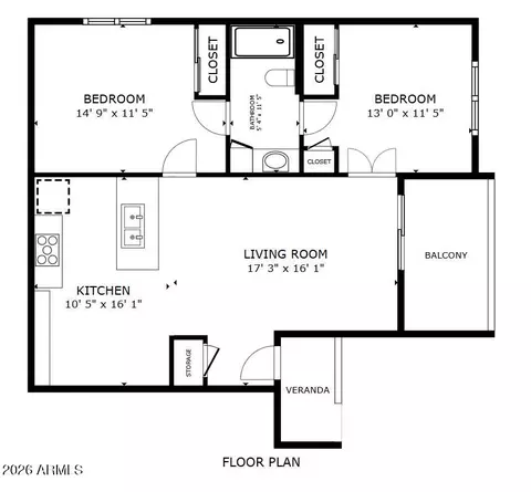 Floorplan - 5525 E Thomas Rd #R16, Phoenix, AZ 85018 photo 1 of 1
