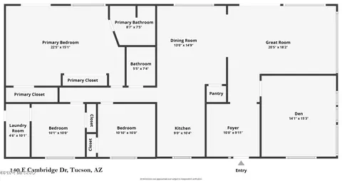 Floorplan - 140 E Cambridge Dr, Tucson, AZ 85704 photo 1 of 1