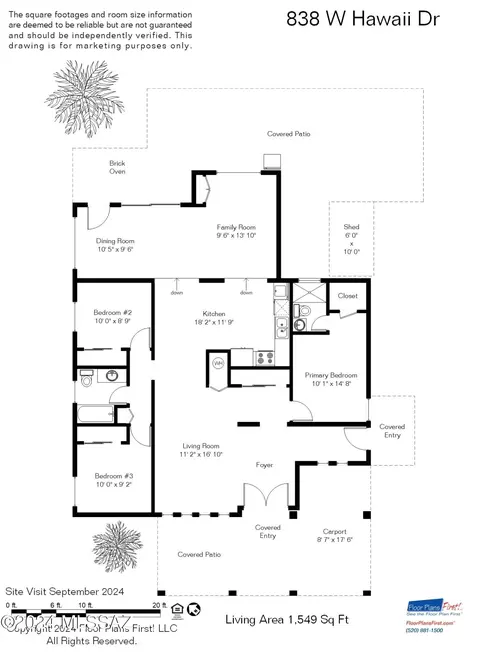 Floorplan - 838 W Hawaii Dr, Tucson, AZ 85706 photo 1 of 1