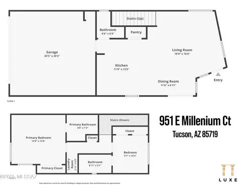 Floorplan - 951 E Millenium Ct, Tucson, AZ 85719 photo 3 of 6