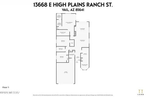 Floorplan - 13668 E High Plains Ranch St, Vail, AZ 85641 photo 1 of 1