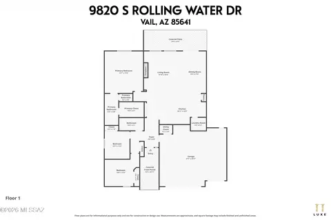 Floorplan - 9820 S Rolling Water Dr, Vail, AZ 85641 photo 1 of 2