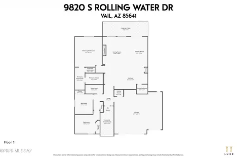 Floorplan - 9820 S Rolling Water Dr, Vail, AZ 85641 photo 2 of 2