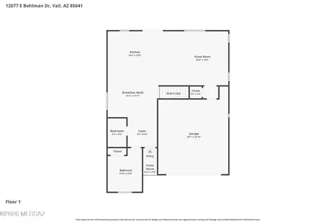 Floorplan - 12077 E Bohlman Dr, Vail, AZ 85641 photo 2 of 3