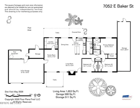 Floorplan - 7052 E Baker St, Tucson, AZ 85710 photo 1 of 2
