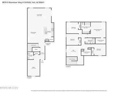 Floorplan - 8870 E Moontear Way, Vail, AZ 85641 photo 1 of 2