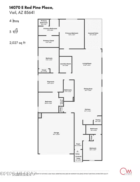 Floorplan - 14070 E Red Pine Pl, Vail, AZ 85641 photo 1 of 1
