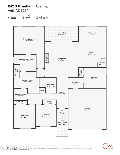 Floorplan - 942 S Grantham Ave, Vail, AZ 85641 photo 1 of 2