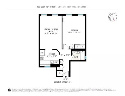 406 W 46th St #2C, New York, NY 10036
