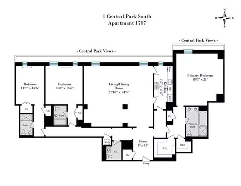 1 Central Park S #RES1707, New York, NY 10019