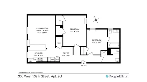 300 W 109th St #9G, New York, NY 10025