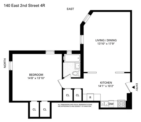 140 E 2nd St #4R, Brooklyn, NY 11218