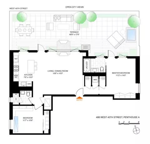 406 W 45th St #PHA, New York, NY 10036