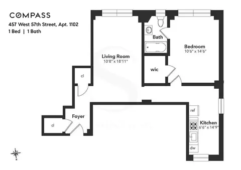 457 W 57th St #1102, New York, NY 10019