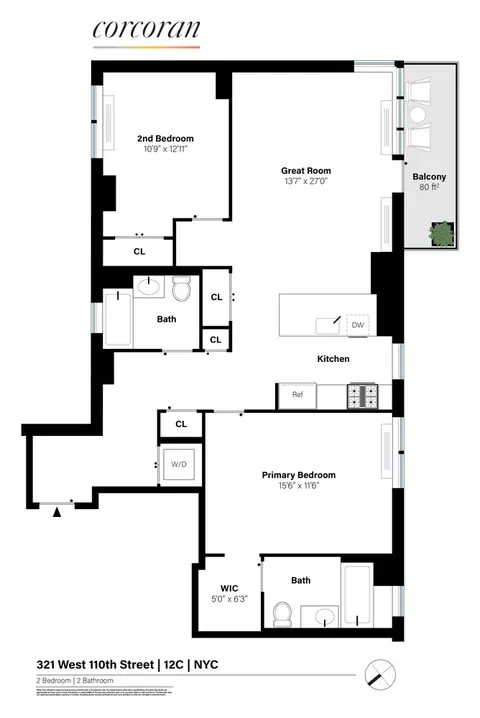 321 W 110th St #12C, New York, NY 10026