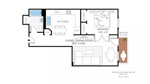 296 E 2nd St #4H, New York, NY 10009