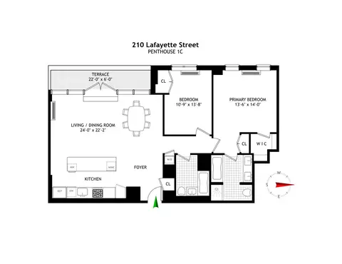 210 Lafayette St #PH1C, New York, NY 10012