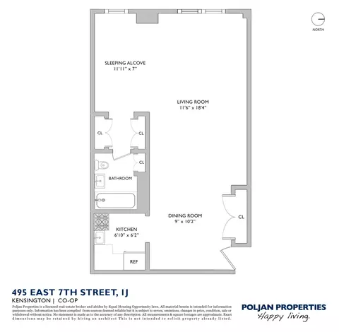 495 E 7th St #1J, Brooklyn, NY 11218