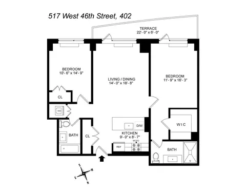517 W 46th St #402, New York, NY 10036