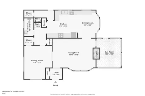 Floorplan - 64 Hermitage Rd, Irondequoit, NY 14617 photo 1 of 4