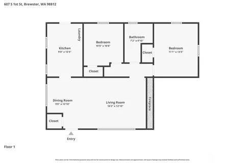 Floorplan - 607 S 1st St, Brewster, WA 98812 photo 1 of 1