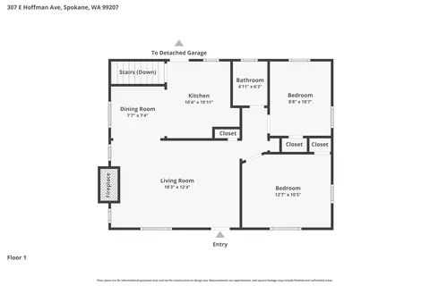 Floorplan - 307 E Hoffman Ave, Spokane, WA 99207 photo 1 of 3