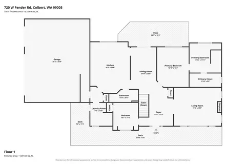 Floorplan - 720 W Fender Rd, Colbert, WA 99005 photo 1 of 2