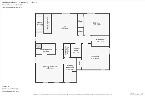 Floorplan - 965 N Waterloo Ct, Aurora, CO 80018 photo 2 of 3