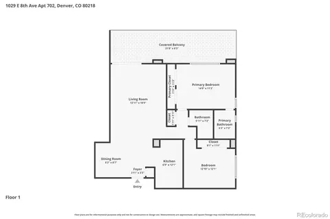 Floorplan - 1029 E 8th Ave #702, Denver, CO 80218 photo 1 of 1