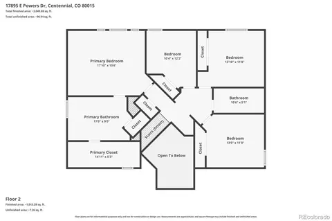 Floorplan - 17895 E Powers Dr, Centennial, CO 80015 photo 2 of 3