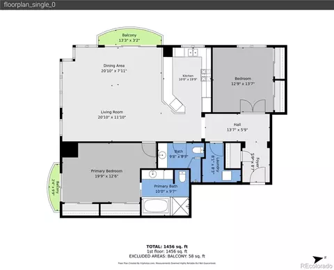 Floorplan - 400 E 3rd Ave #1203, Denver, CO 80203 photo 1 of 1