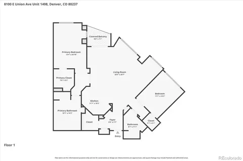 Floorplan - 8100 E Union Ave #1408, Denver, CO 80237 photo 1 of 1